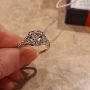 Lab created white sapphire sterling silver ring